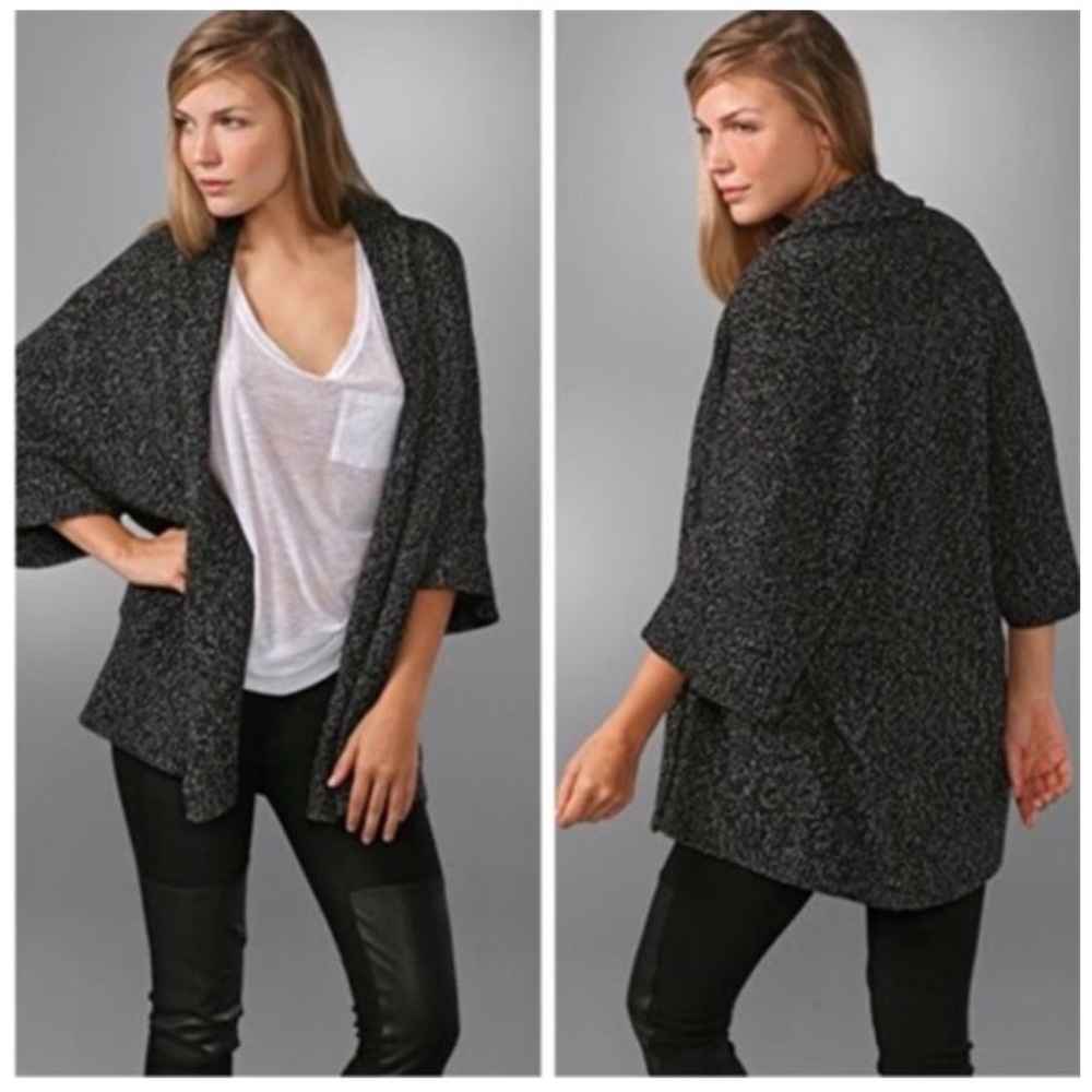 Theory Chunky Knit Zuma Big Nickname Cardigan Sweater Wool Cashmere Speckle XS P